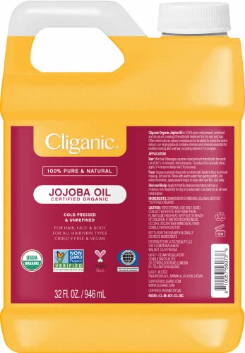 Cliganic Organic Jojoba Oil Bulk 32oz, 100% Pure Cliganic buy supplements canada