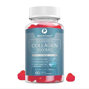 **New**Advanced Collagen Gummies 2000mg - Promote Skin Elasticity, Hair Growth, and Joint Health - Delicious Berry AlphaStateSciences buy supplements canada