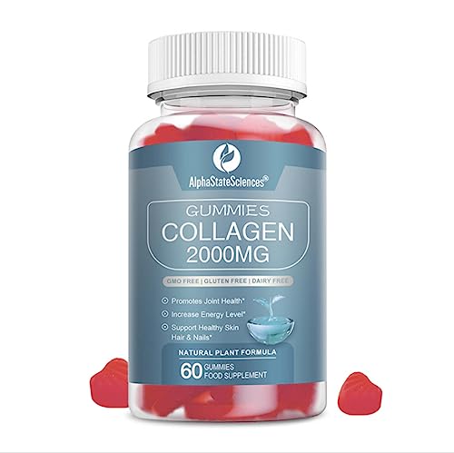 **New**Advanced Collagen Gummies 2000mg - Promote Skin Elasticity, Hair Growth, and Joint Health - Delicious Berry AlphaStateSciences buy supplements canada