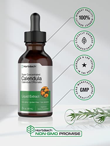 Calendula Extract Tincture | 2 fl oz | Vegetarian, Non-GMO, Gluten Free Liquid Supplement Horbäach buy supplements canada