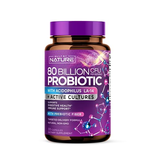 80 Billion CFU Probiotic - Daily Digestive Gut Health Supplement for Men & Women Built by Nature buy supplements canada