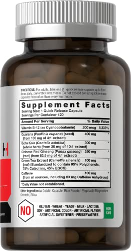 Ultra Energy Supplement | 120 Capsule Pills | with Caffeine & Vitamin B12 | Daily Energy Booster Horbäach buy supplements canada