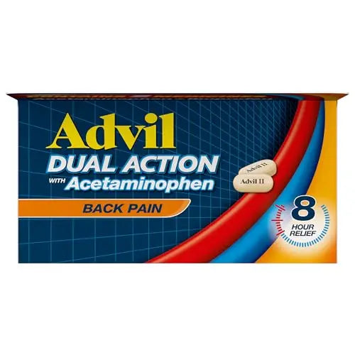Advil Dual Action Back Pain Caplets Delivers 125mg Ibuprofen and 250mg Acetaminophen Per Dose for 8 Hours of Back Pain Relief - 144 Count Advil buy supplements canada