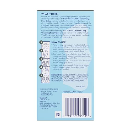 Biore Charcoal, Deep Cleansing Pore Strips, Nose Strips for Blackhead Removal on Oily Skin Bioré buy supplements canada