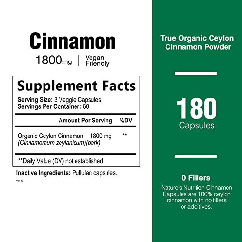 Pure Ceylon Cinnamon Capsules - Certified Organic Cinnamon Pills, Non-GMO, Dairy & Gluten Health Nutrition Naturals buy supplements canada