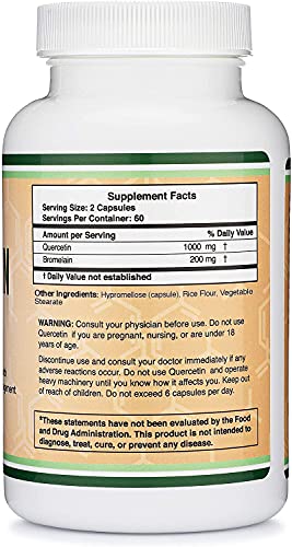 Quercetin with Bromelain - 120 Count (1,200mg Servings) Immune Health Capsules Double Wood Supplements buy supplements canada