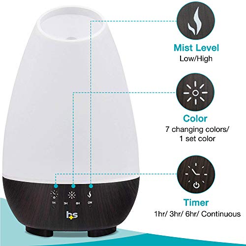 HealthSmart Essential Oil Diffuser, Cool Mist Humidifier and Aromatherapy Diffuser, FSA HSA Eligible with 500ML HealthSmart buy supplements canada