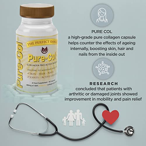 Pure-COL Collagen 90 Capsules 400mg Bio-Active Matrix High Strength Collagen Tablets The Perfect Range buy supplements canada