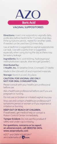 AZO Boric Acid Vaginal Suppositories, Helps Support Odor Control and Balance Vaginal PH AZO buy supplements canada
