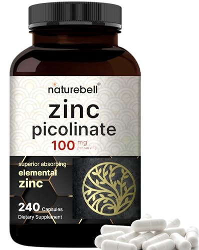 High Potency Zinc Picolinate 100mg - 240 Capsules, Bioavailable Form of Zinc NatureBell buy supplements canada
