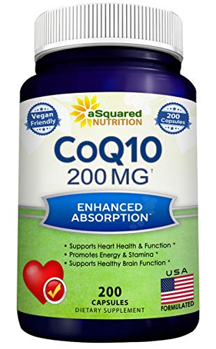 aSquared Nutrition CoQ10 (200 Capsules and 200mg) - High Absorption Vegan CO Q-10 aSquared Nutrition buy supplements canada