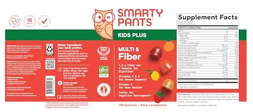 SmartyPants Kids Multivitamin & Fiber Gummies: Prebiotic Fiber to Support Kids Digestion with Vitamin D3, C, Vitamin B12, B6, A, Zinc SmartyPants buy supplements canada