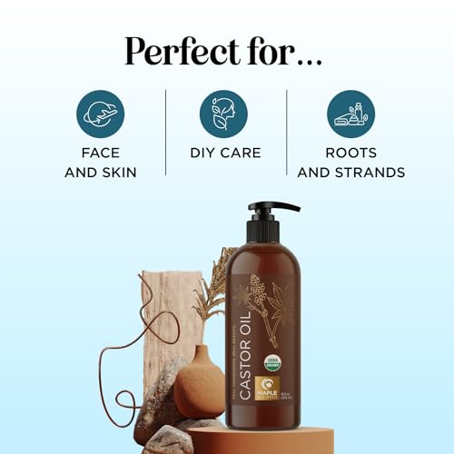 Hexane Free Organic Castor Oil - USDA Organic Castor Oil for Body Detox Hair Growth & Skin Care Maple Holistics buy supplements canada