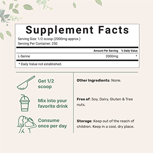 Pure L Serine Powder, 500 Grams (250 Day Supply), Filler Free, Supports Production Micro Ingredients buy supplements canada