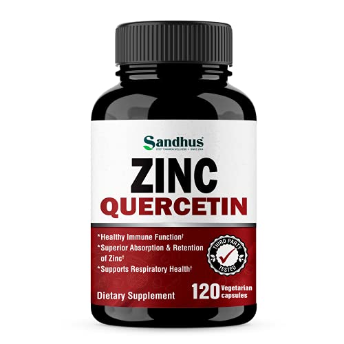 Sandhu's Zinc Quercetin 120 Vegetarian Capsules – Zinc Supplements for Antioxidant Sandhu's buy supplements canada