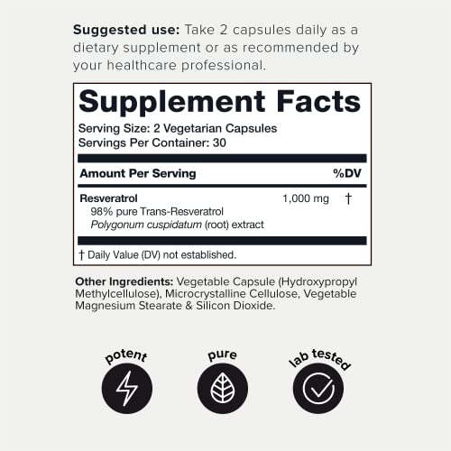 Ultra High Potency Third-Party Tested Trans Resveratrol 1000mg - 98% Pure Toniiq buy supplements canada