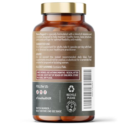 Bone Regen® – Osteo Support – Bone Strength, Density & Fracture Repair – with Calcium, Magnesium, Vitamin D3, K2, Zinc & Collagen Time Health buy supplements canada