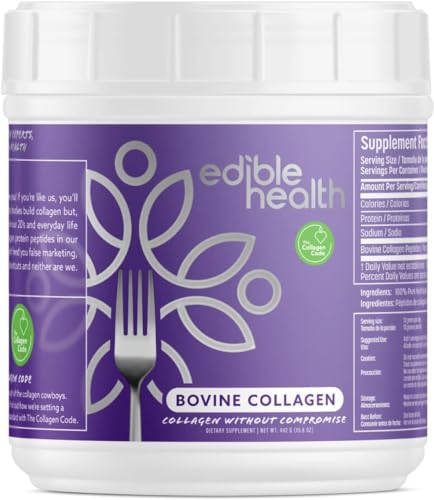 Premium Collagen Powder. Types 1 and 3, Protein Peptides, 18 Amino Acids. 400g. Edible Health buy supplements canada