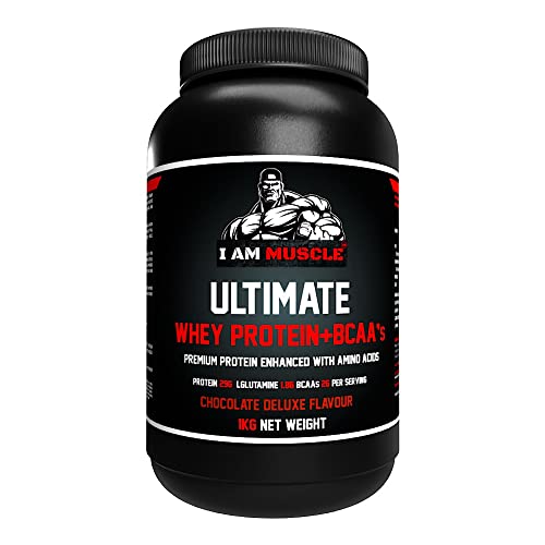 Ultimate Whey Protein + BCAA’s Powder, Premium High Protein Isolate, Enhance Lean Muscle Mass and Recovery, 1kg I AM MUSCLE buy supplements canada