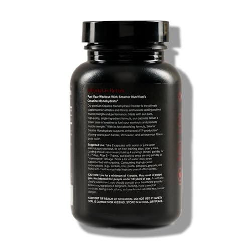 SMARTERNUTRITION Creatine Monohydrate Pills with 2500mg (2.5g) Per Serving, Vegan Capsules - Pre & Post Workout Recovery Support, Promotes Muscle Mass &. Endurance - 60 Count[30-Day Supply] SMARTERNUTRITION buy supplements canada