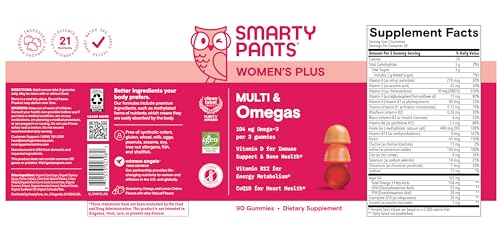 SmartyPants Women's Multivitamin Gummies - Improved Formula: Omega 3 (DHA/EPA), Methylfolate, CoQ10, Vitamin D3, C, Vitamin B12, B6, A, K & Zinc SmartyPants buy supplements canada