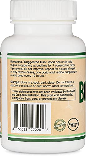 Boric Acid Vaginal Suppositories (600mg, 60 Count) Supports Vaginal pH Balance, Odor Control Double Wood Supplements buy supplements canada