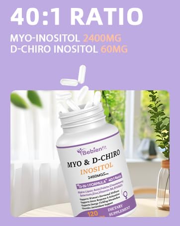 13-in-1 Myo Inositol & D-Chiro Inositol for Women PCOS,Hormonal Balance,2460mg-40:1 Ratio,Ovarian Health&Cycle Support Supplement Plus Alpha Lipoic Acid/Folate/Vitex/Magnesium/Multivitamin,120 Veg Cap Bebien fit buy supplements canada