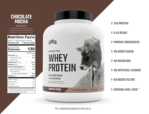 Levels Grass Fed 100% Whey Protein, No Hormones, Chocolate Mocha, 5LB Levels Nutrition buy supplements canada