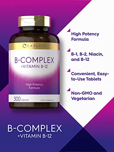 Carlyle B Complex Vitamin with B12 | 300 Tablets | High Potency Formula | Vegetarian Carlyle buy supplements canada