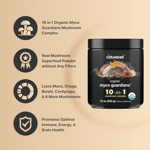 NatureBell Organic Myco Guardians 10 in 1 Mushroom Powder, 10oz | Fresh Superfood NatureBell buy supplements canada