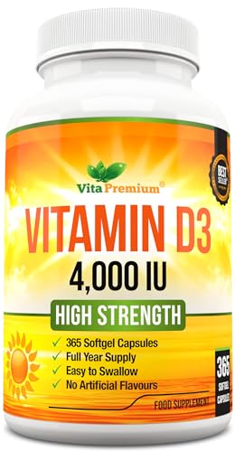 Vitamin D 4,000 IU Softgels, Maximum Strength Vitamin D3 Supplement, 365 Easy to Swallo Vita Premium buy supplements canada