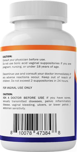 Vitamatic Boric Acid Vaginal Suppositories 600 mg USP Grade Boric Acid in Vegetarian Capsule Shell - 60 Count Vitamatic buy supplements canada