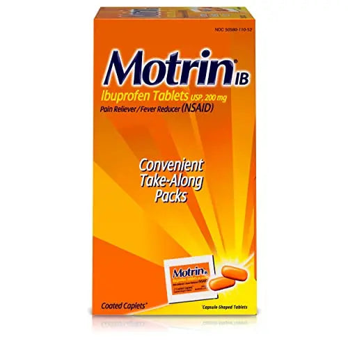 Motrin IB, Ibuprofen 200mg Tablets, NSAID Pain & Fever Reliever for Headache, Backache, Muscular Aches, Arthritis Pain Reliever, 50 Travel Packets of 2, 100 ct Motrin buy supplements canada