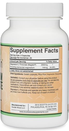 Magnesium L Threonate Capsules (Magtein) – High Absorption Supplement – Bioavailable Double Wood Supplements buy supplements canada