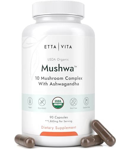 USDA Organic Lions Mane Supplement Capsules with Ashwagandha, Chaga, Reishi, Cordyceps Etta Vita buy supplements canada