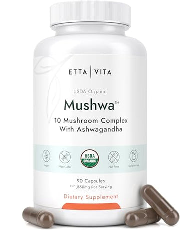 USDA Organic Lions Mane Supplement Capsules with Ashwagandha, Chaga, Reishi, Cordyceps Etta Vita buy supplements canada