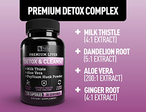 Véla Colon Cleanse & Liver Detox Formula Cleanse - 22 Herbs with Milk Thistle, Turmeric Véla buy supplements canada