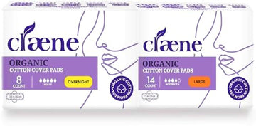 Claene Organic Cotton Cover Pads, Menstrual Large&Overnight Pads for Women, Unscented, Breathable CLAENE buy supplements canada