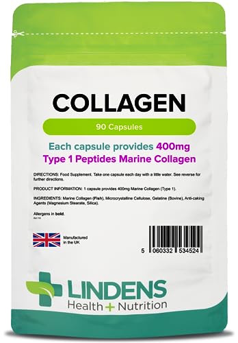 Lindens Collagen (Marine) 400mg Capsules - 90 Pack - Marine Source Hydrolysed Collagen Lindens buy supplements canada