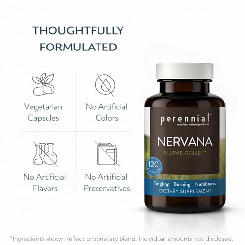 Perennial Nervana – Herbal Nerve Support for Tingling, Burning & Numbness Relief – Promotes Calm Focus & Stress Resilience – Non-Drowsy Mood Balance – 120ct* Perennial buy supplements canada