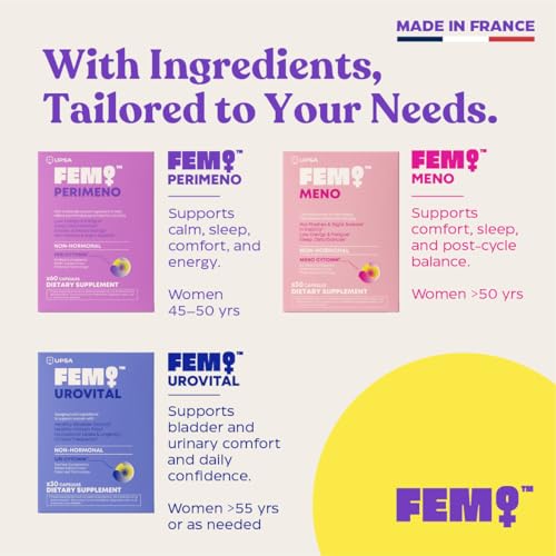 Upsa FEM Perimeno Perimenopause Supplements for Women - Non-Hormonal Pre-Menopause Support for Hot Flashes, Night Sweats, Mood, Sleep & Low Energy - 30 Capsules Upsa buy supplements canada