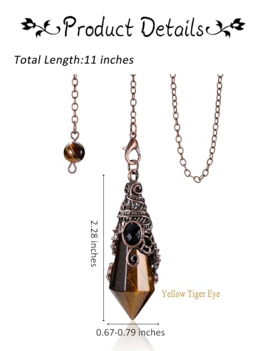 PESOENTH Crystal Pendulum Dowsing Divination Scrying Pendulum with Bronze Wrap Tiger Eye Healing PESOENTH buy supplements canada
