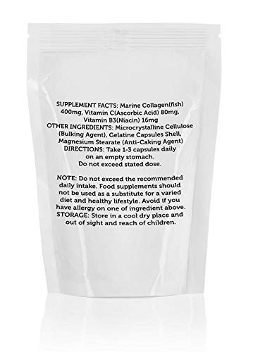 Marine Collagen 400mg Complex with Vitamin B3 and Vitamin C x30 Capsules Pills UK Nutrition Healthy Mood buy supplements canada