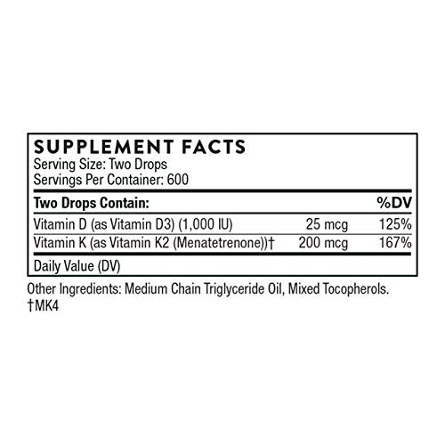THORNE Vitamin D + K2 Liquid with a metered Dispenser - Vitamins D3 and K2 to Support THORNE buy supplements canada