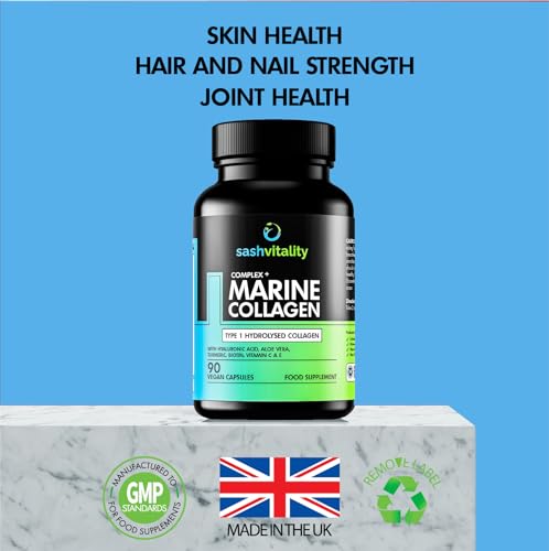 Marine Collagen Supplements - 90 Capsules with Vitamin C, Vitamin E, Hyaluronic Acid, Aloe Vera, Turmeric SASH Vitality buy supplements canada