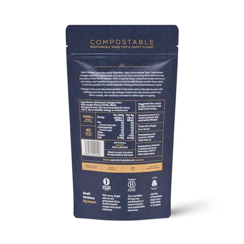 Ancient + Brave Wild Collagen 200g - Wild Caught Marine Collagen Powder - 100% Hydrolysed Collagen Peptides (Fish) Ancient + Brave buy supplements canada