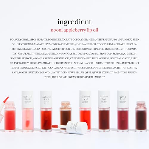 NOONI Korean Lip Oil - Appleberry | Long-Lasting, Moisturizing, Plumping, Revitalizing for Dry Lips, Waterproof, No Peel Off, Hydrating, Nourishing Crystal Clear, Stocking Stuffers, 0.12 FL Oz NOONI buy supplements canada