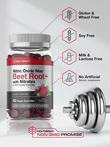 Nitric Oxide Beet Root Gummies | 60 Count | with Nitrates | Natural Strawberry Flavor Horbäach buy supplements canada