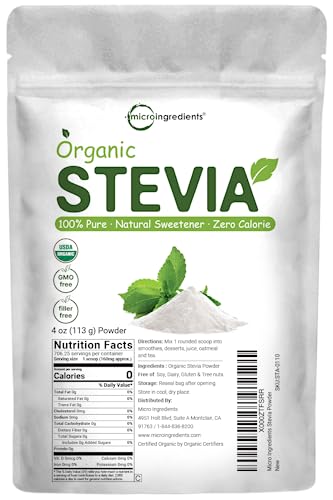 Pure Organic Stevia Powder, 4 Ounces, 706 Serving, Highest Grade Stevia Green Micro Ingredients buy supplements canada