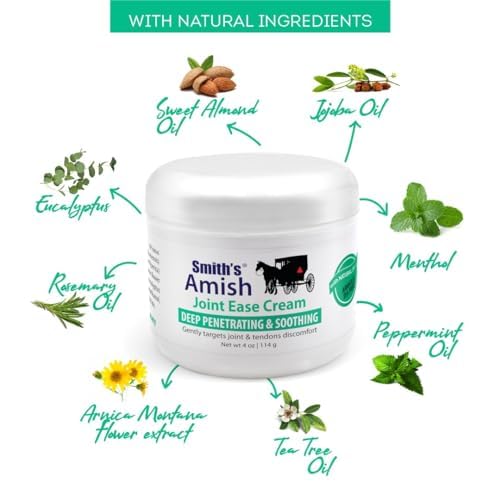 Smith Amish JointEase Soothing Cream 3 Pack (Three 4 oz Jars) with Arnica, Tea Tree, Eucalyptus, Peppermint and Rosemary Smith Amish buy supplements canada